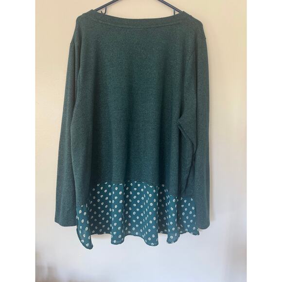 EVRI Plus‎ Size Polka Dot Blouse Spring Green with Shimmer 3x - Picture 3 of 5